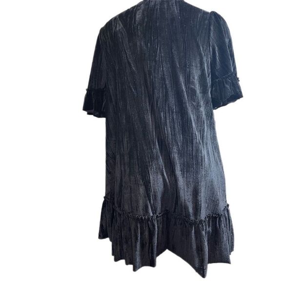 NWT Loveriche Black Velvet Ruffle Flutter Dress Size Large New - Picture 3 of 8